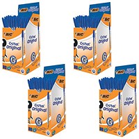 Bic Cristal Ball Pen, Clear Barrel, Blue, Pack of 50 - 4 Pack Saver Bundle
