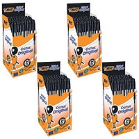 Bic Cristal Ball Pen, Clear Barrel, Black, Pack of 50 - 4 Pack Saver Bundle