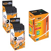 Bic Cristal Ball Pen, Clear Barrel, Black, Pack of 50 - Buy 2 Packs Get Bic ECOlutions Black Free