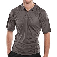 Beeswift B-Cool Wicking Polo Shirt, Grey, Large Beeswift B-Cool Wicking Polo Shirt, Grey, Large