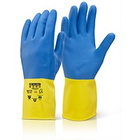 Beeswift 2 Colour Heavyweight Gloves, Yellow & Blue, XL Beeswift 2 Colour Heavyweight Gloves, Yellow & Blue, XL