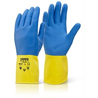 Beeswift 2 Colour Heavyweight Gloves, Yellow & Blue, XL