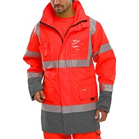 Beeswift Two Tone Breathable Traffic Jacket, Red & Grey, 4XL