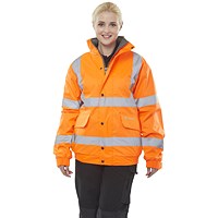 Beeswift High Visibility Super Bomber Ladies Jacket, Orange, Size 12 Beeswift High Visibility Super Bomber Ladies Jacket, Orange, Size 12
