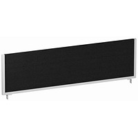 Impulse Bench Desk Screen, 1400mm Wide, Silver Frame, Black