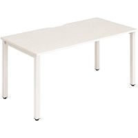 Impulse 1 Person Bench Desk, 1600mm (800mm Deep), White Frame, White
