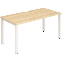 Impulse 1 Person Bench Desk, 1600mm (800mm Deep), White Frame, Maple