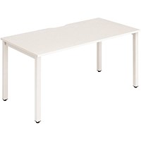 Impulse 1 Person Bench Desk, 1400mm (800mm Deep), White Frame, White