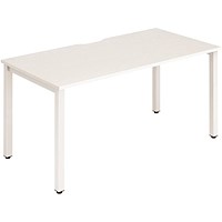 Impulse 1 Person Bench Desk, 1200mm (800mm Deep), White Frame, White