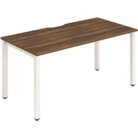 Impulse 1 Person Bench Desk, 1200mm (800mm Deep), White Frame, Walnut