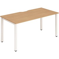 Impulse 1 Person Bench Desk, 1200mm (800mm Deep), White Frame, Beech