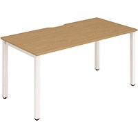 Impulse 1 Person Bench Desk, 1200mm (800mm Deep), White Frame, Oak