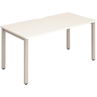 Impulse 1 Person Bench Desk, 1600mm (800mm Deep), Silver Frame, White