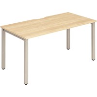 Impulse 1 Person Bench Desk, 1400mm (800mm Deep), Silver Frame, Maple