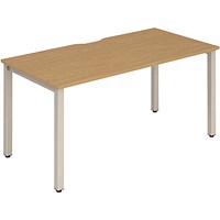 Evolve Plus 1400mm Single Starter Office Bench Desk Oak Top Silver Frame Evolve Plus 1400mm Single Starter Office Bench Desk Oak Top Silver Frame