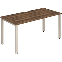 Evolve Plus 1200mm Single Starter Office Bench Desk Walnut Top Silver Frame Evolve Plus 1200mm Single Starter Office Bench Desk Walnut Top Silver Frame