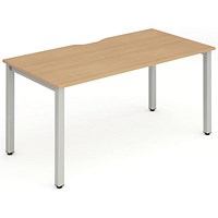 Impulse 1 Person Bench Desk, 1200mm (800mm Deep), Silver Frame, Beech