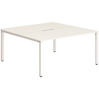 Impulse 2 Person Bench Desk, Back to Back, 2 x 1600mm (800mm Deep), White Frame, White