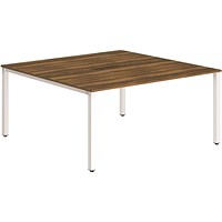 Evolve Plus 1600mm B2B 2 Person Office Bench Desk Walnut Top White Frame