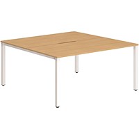 Impulse 2 Person Bench Desk, Back to Back, 2 x 1600mm (800mm Deep), White Frame, Beech