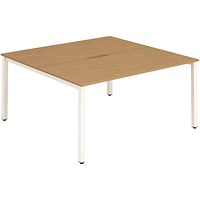 Impulse 2 Person Bench Desk, Back to Back, 2 x 1600mm (800mm Deep), White Frame, Oak