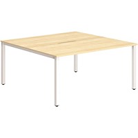 Impulse 2 Person Bench Desk, Back to Back, 2 x 1400mm (800mm Deep), White Frame, Maple