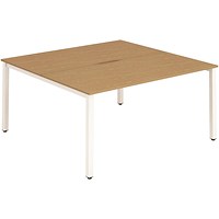 Impulse 2 Person Bench Desk, Back to Back, 2 x 1200mm (800mm Deep), White Frame, Oak