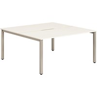 Impulse 2 Person Bench Desk, Back to Back, 2 x 1600mm (800mm Deep), Silver Frame, White