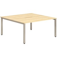 Impulse 2 Person Bench Desk, Back to Back, 2 x 1600mm (800mm Deep), Silver Frame, Maple