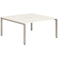 Impulse 2 Person Bench Desk, Back to Back, 2 x 1400mm (800mm Deep), Silver Frame, White