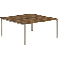 Impulse 2 Person Bench Desk, Back to Back, 2 x 1200mm (800mm Deep), Silver Frame, Walnut