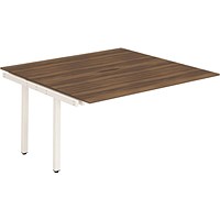 Impulse 2 Person Bench Desk Extension, Back to Back, 2 x 1600mm (800mm Deep), White Frame, Walnut