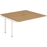 Evolve Plus 1600mm B2B Office Bench Desk Ext Kit Oak Top White Frame