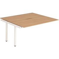 Impulse 2 Person Bench Desk Extension, Back to Back, 2 x 1400mm (800mm Deep), White Frame, Beech