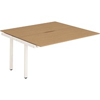 Evolve Plus 1400mm B2B Office Bench Desk Ext Kit Oak Top White Frame