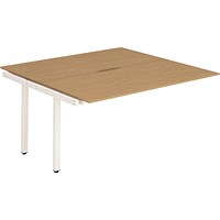 Impulse 2 Person Bench Desk Extension, Back to Back, 2 x 1200mm (800mm Deep), White Frame, Oak