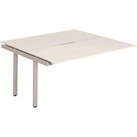 Impulse 2 Person Bench Desk Extension, Back to Back, 2 x 1600mm (800mm Deep), Silver Frame, White