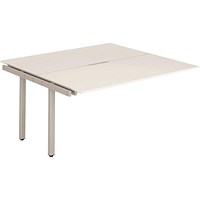 Impulse 2 Person Bench Desk Extension, 2 x 1600mm (800mm Deep), Silver Frame, White