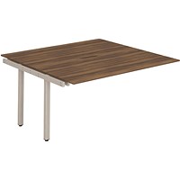 Evolve Plus 1600mm B2B Office Bench Desk Ext Kit Walnut Top Silver Frame