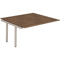 Impulse 2 Person Bench Desk Extension, Back to Back, 2 x 1600mm (800mm Deep), Silver Frame, Walnut