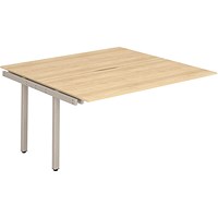 Impulse 2 Person Bench Desk Extension, Back to Back, 2 x 1400mm (800mm Deep), Silver Frame, Maple