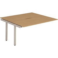 Evolve Plus 1400mm B2B Office Bench Desk Ext Kit Oak Top Silver Frame