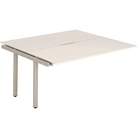 Impulse 2 Person Bench Desk Extension, Back to Back, 2 x 1200mm (800mm Deep), Silver Frame, White