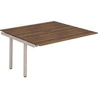 Evolve Plus 1200mm B2B Office Bench Desk Ext Kit Walnut Top Silver Frame