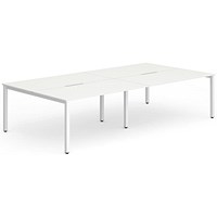 Impulse 4 Person Bench Desk, Back to Back, 4 x 1600mm (800mm Deep), White Frame, White