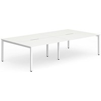 Impulse 4 Person Bench Desk, 4 x 1600mm (800mm Deep), White Frame, White