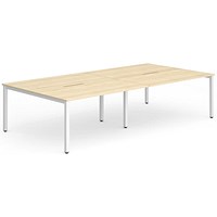 Impulse 4 Person Bench Desk, Back to Back, 4 x 1600mm (800mm Deep), White Frame, Maple