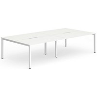Impulse 4 Person Bench Desk, Back to Back, 4 x 1400mm (800mm Deep), White Frame, White