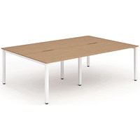 Evolve Plus 1400mm B2B 4 Person Office Bench Desk Oak Top White Frame