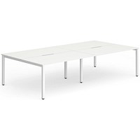 Impulse 4 Person Bench Desk, 4 x 1200mm (800mm Deep), White Frame, White